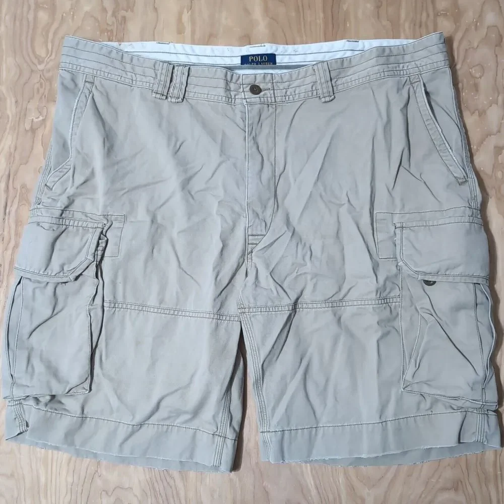 Ralph Lauren Polo Shorts Mens 44x10 Beige Tan Cargo Cotton‎ Casual Twill